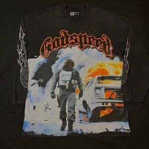 Black Graphic Long Sleeve Shirt